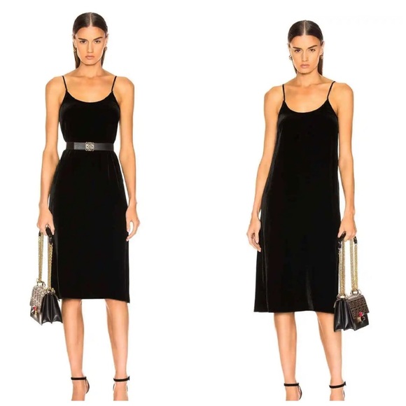 Enza Costa NWT Silk Velvet Black Slip Dress Size 0